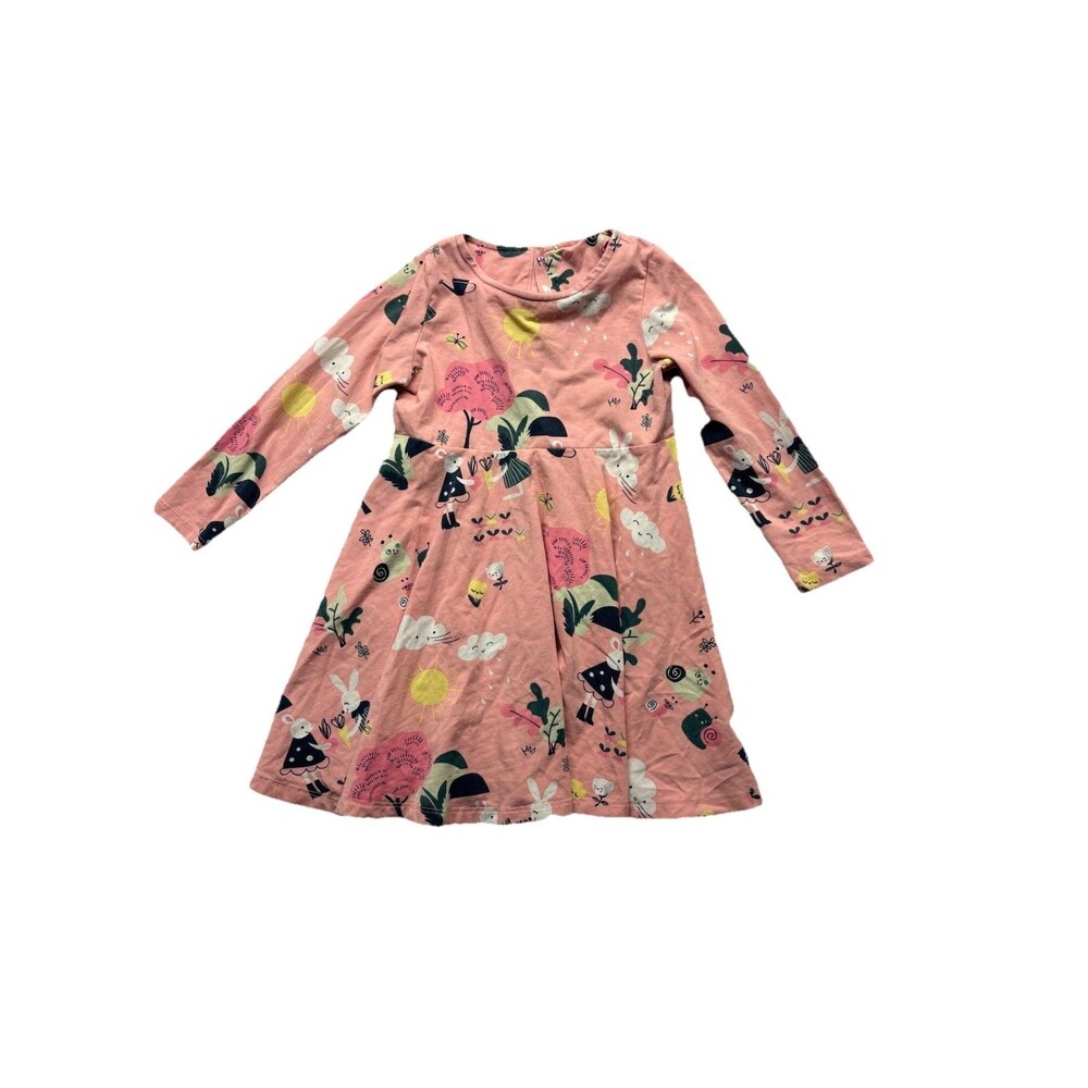 Polarn O. Pyret Sweden Girls Pink Bunny Knit twirl Dress Size 2-3 Years
